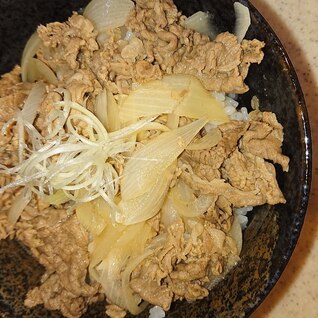 簡単牛丼!シャキッと食感の白髪ネギのせ